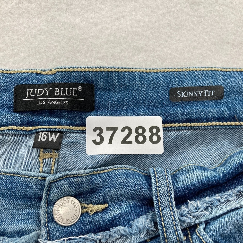 Judy Blue Jeans Women's 16W Skinny Fit Medium Blue Stretch Denim Distressed City - Picture 5 of 13